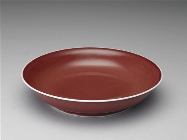 霽紅釉盤