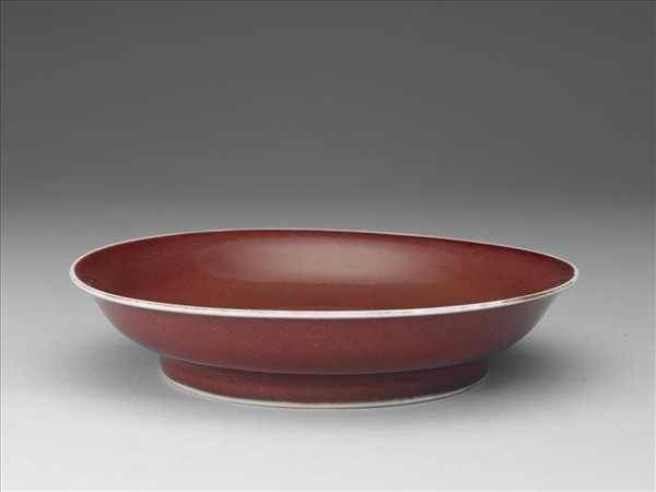霽紅釉盤