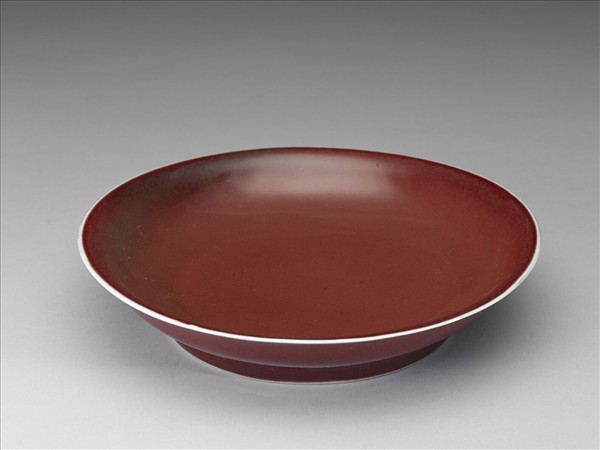 霽紅釉盤
