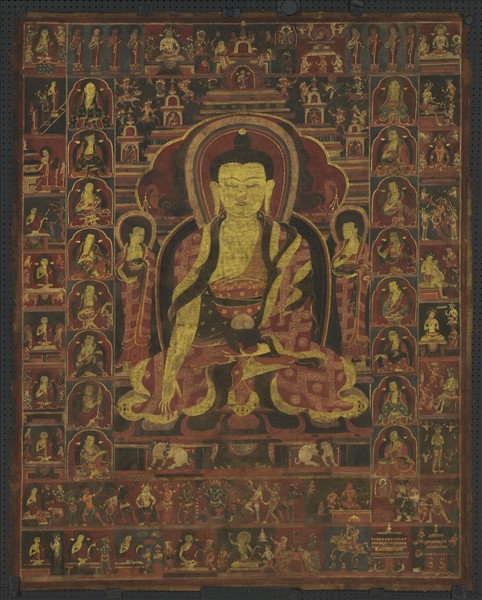 西藏十五世紀釋迦牟尼佛與十六羅漢唐卡