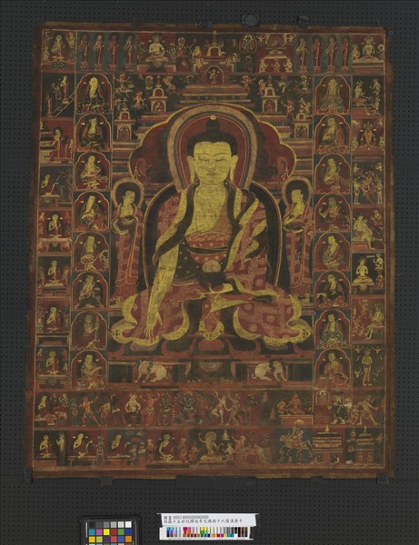 西藏十五世紀釋迦牟尼佛與十六羅漢唐卡