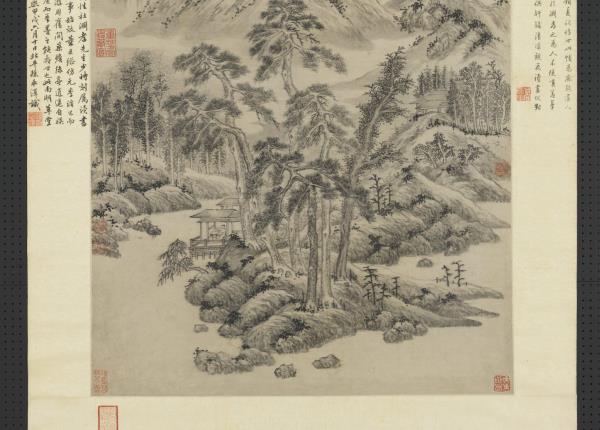 明杜瓊南湖草堂圖　軸