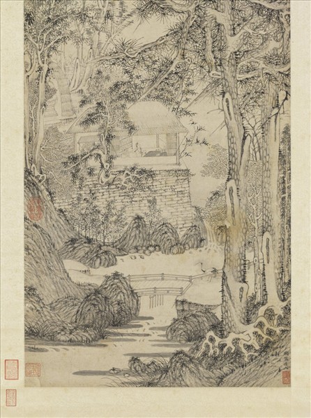 元曹知白松窗樂趣　軸