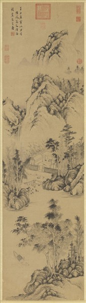 元馬琬畫秋江釣艇　軸