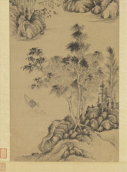 元馬琬畫秋江釣艇　軸