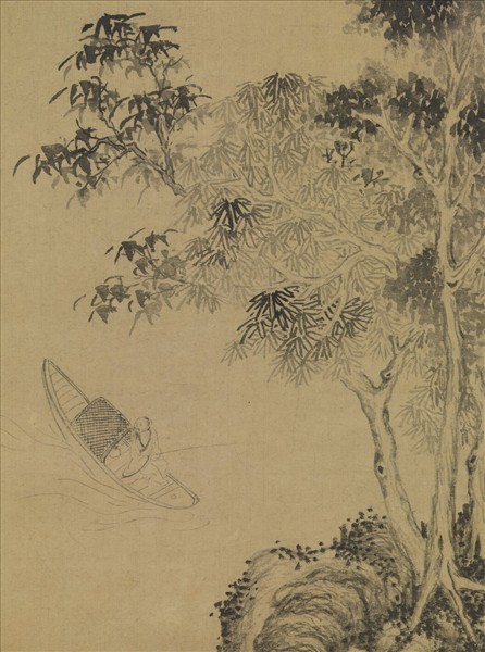 元馬琬畫秋江釣艇　軸