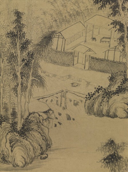 元馬琬畫秋江釣艇　軸