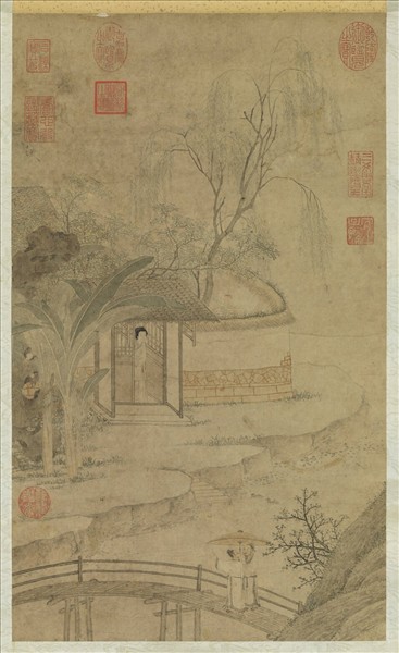 元人溪橋風雨　軸