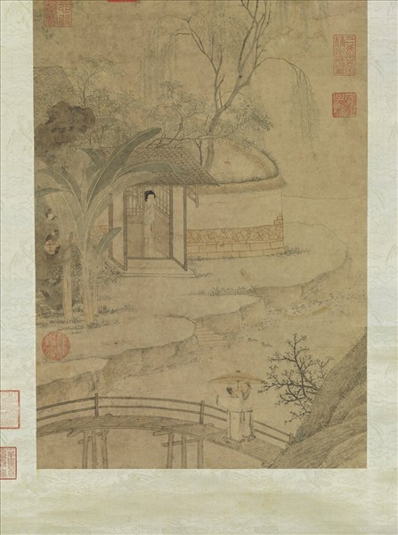 元人溪橋風雨　軸