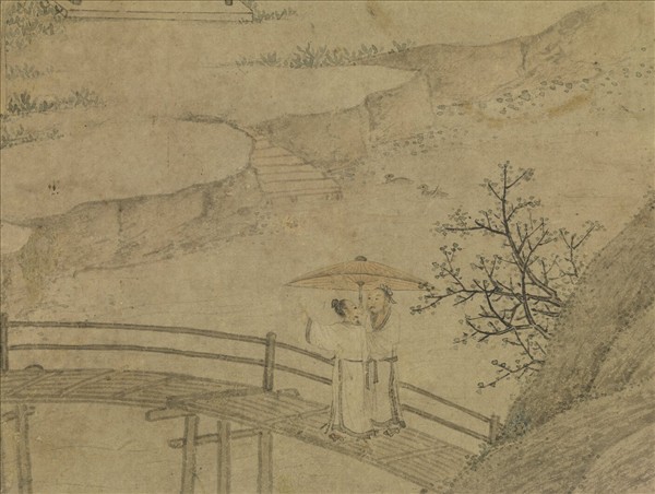 元人溪橋風雨　軸