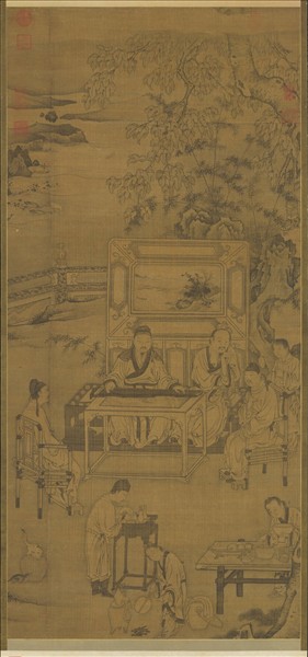 元人畫聽琴圖　軸