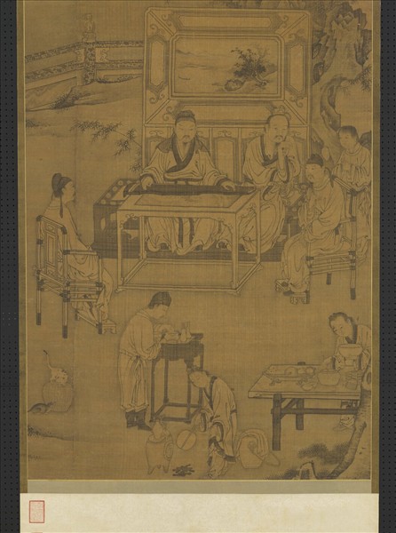 元人畫聽琴圖　軸