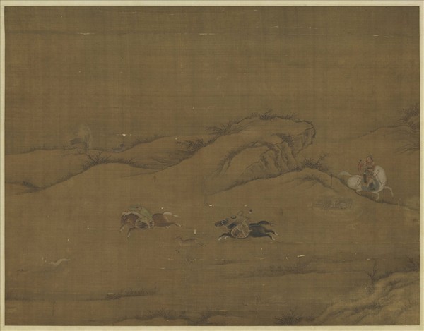 元人畫寒原獵騎　軸