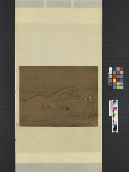 元人畫寒原獵騎　軸