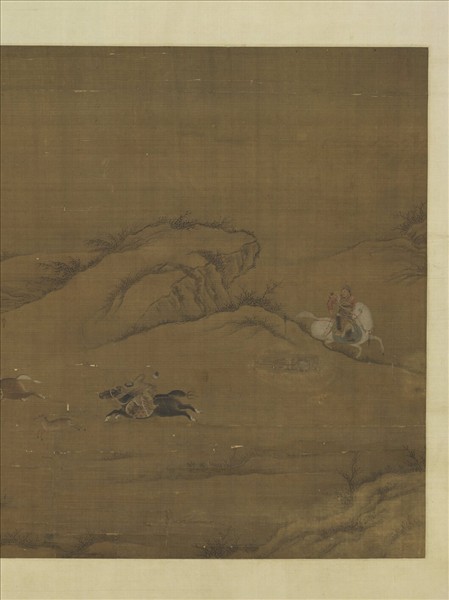 元人畫寒原獵騎　軸