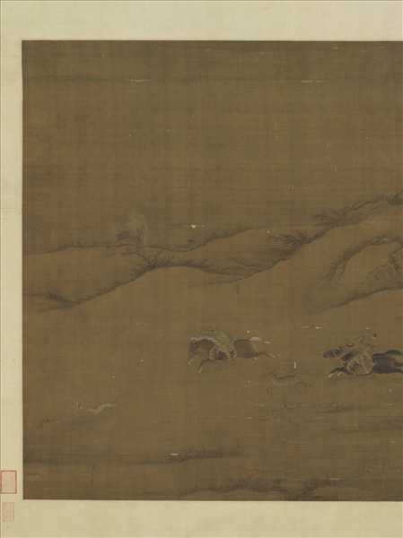 元人畫寒原獵騎　軸