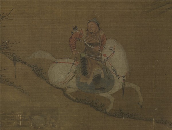 元人畫寒原獵騎　軸