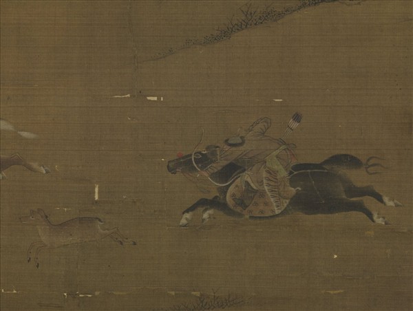 元人畫寒原獵騎　軸