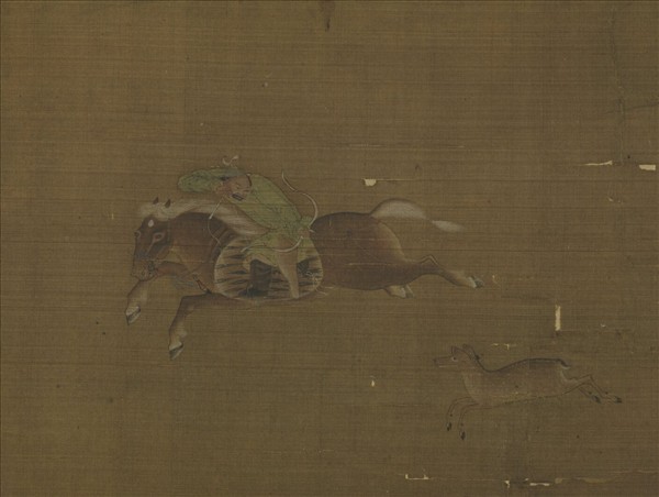 元人畫寒原獵騎　軸