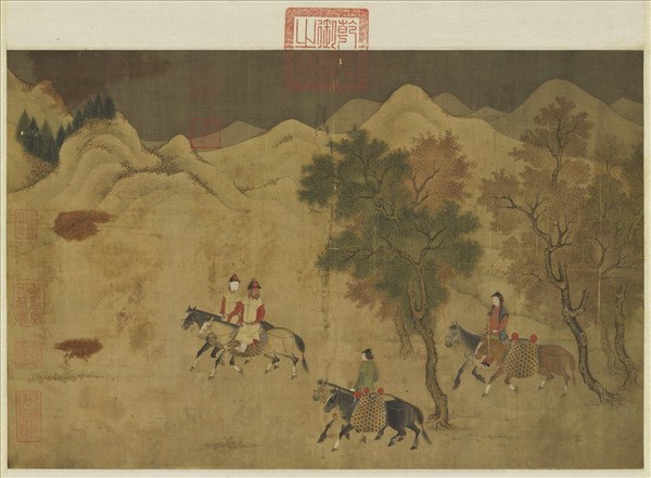 元人畫獵騎圖　軸