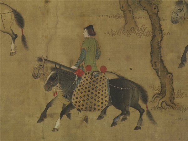 元人畫獵騎圖　軸