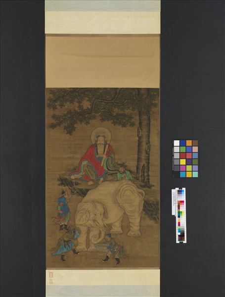 元人文殊洗象圖　軸