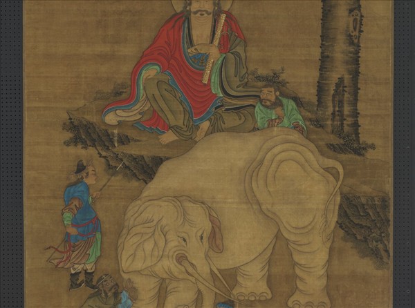 元人文殊洗象圖　軸