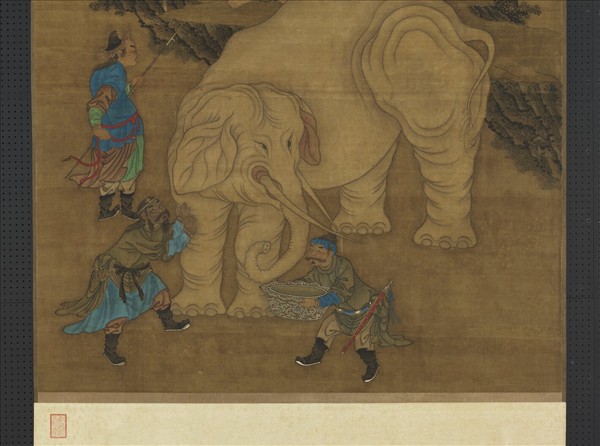 元人文殊洗象圖　軸