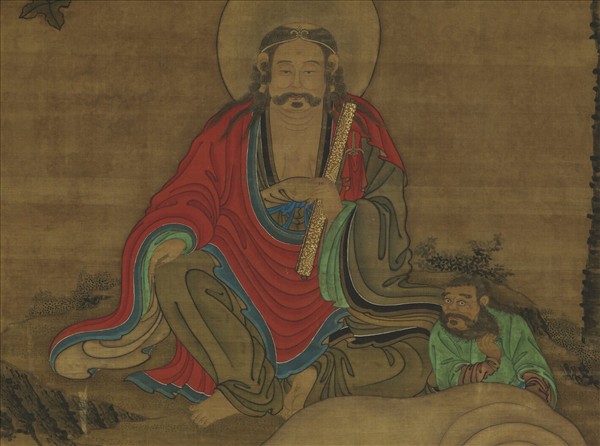 元人文殊洗象圖　軸