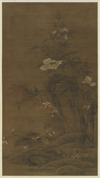 元人秋花鶺鴒　軸