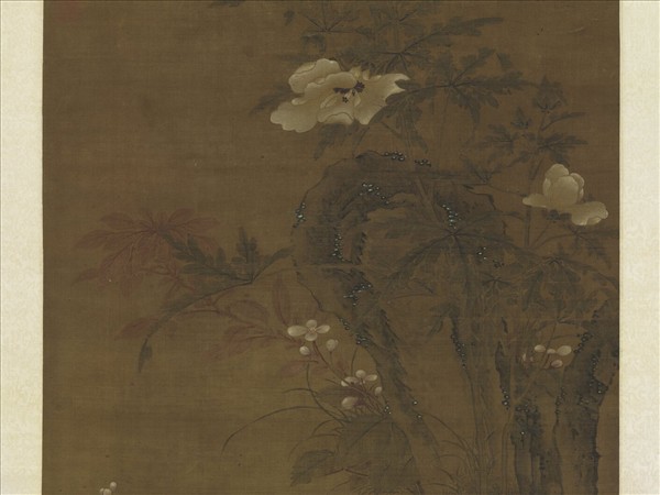 元人秋花鶺鴒　軸