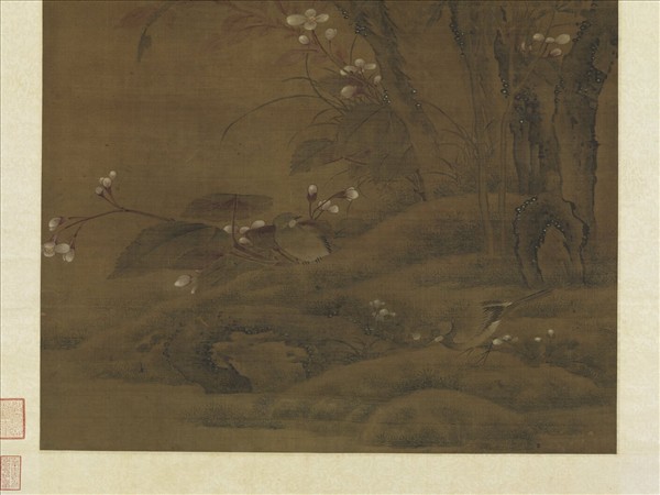 元人秋花鶺鴒　軸