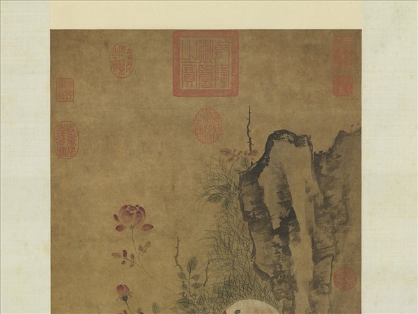 元人花鵝小景　軸