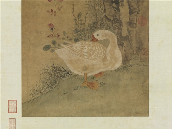 元人花鵝小景　軸