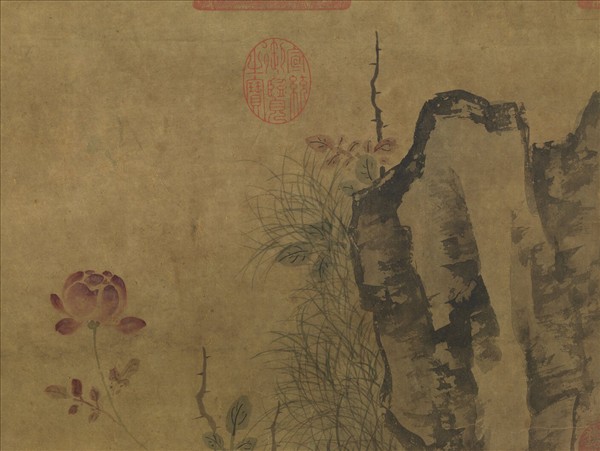 元人花鵝小景　軸