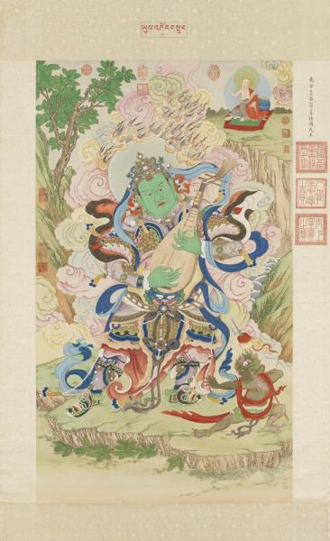 清姚文瀚畫東方持國天王像　軸