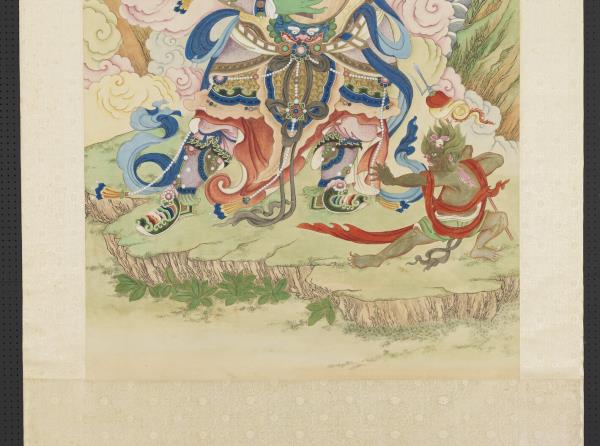 清姚文瀚畫東方持國天王像　軸