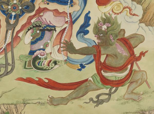 清姚文瀚畫東方持國天王像　軸