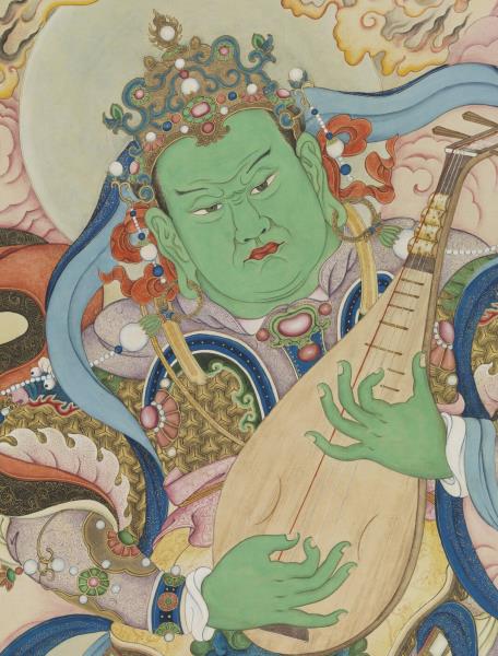 清姚文瀚畫東方持國天王像　軸