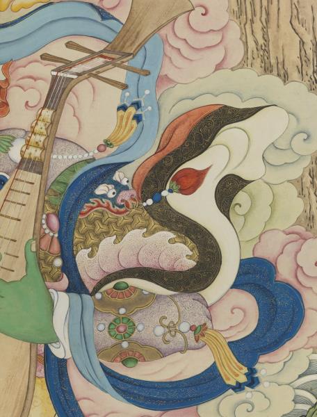 清姚文瀚畫東方持國天王像　軸