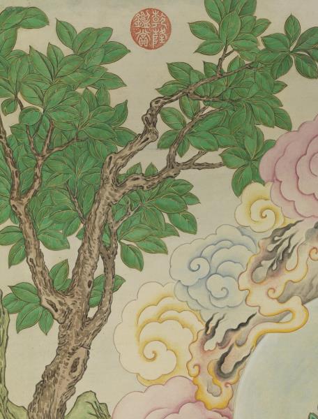 清姚文瀚畫東方持國天王像　軸