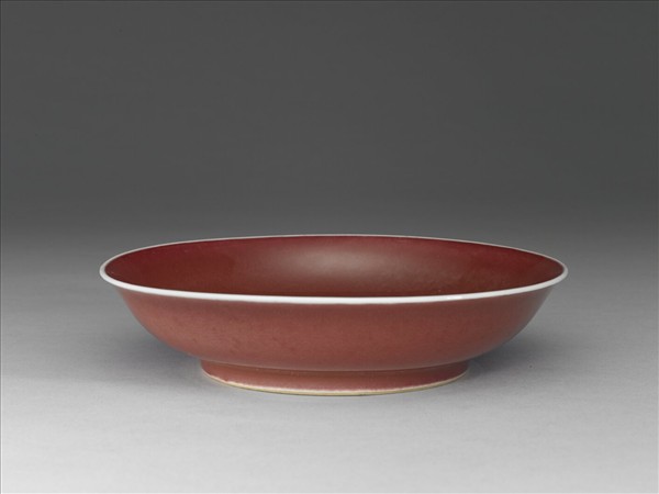 霽紅釉盤
