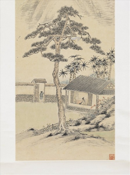 民國王仁治淵明松菊圖　軸