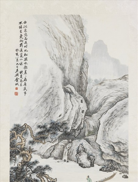 民國金城松溪渡舟　軸