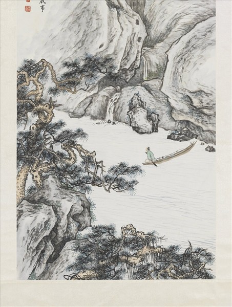 民國金城松溪渡舟　軸