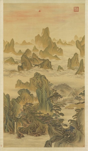 清高其佩海天出日圖　軸