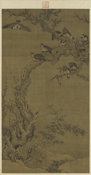 元人古木寒鴉圖　軸