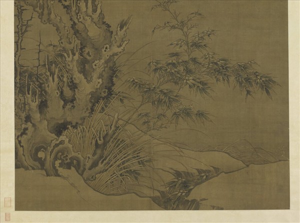 元人古木寒鴉圖　軸