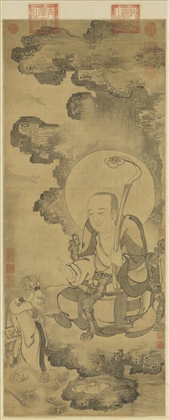 元人畫第十二畢那楂拉哈拔拉錣雜尊者　軸