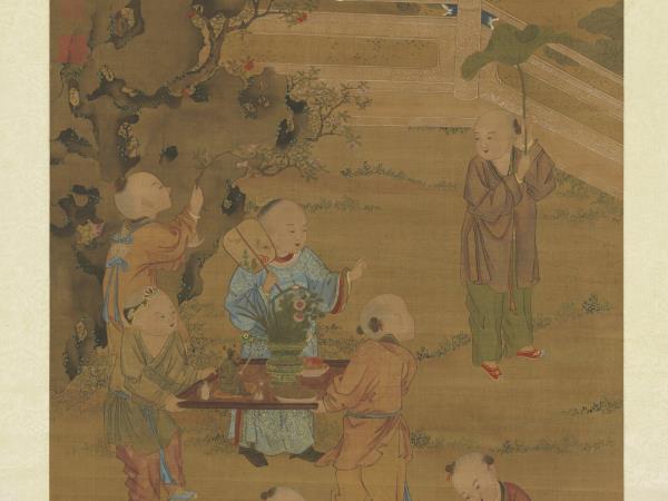 元人夏景戲嬰　軸